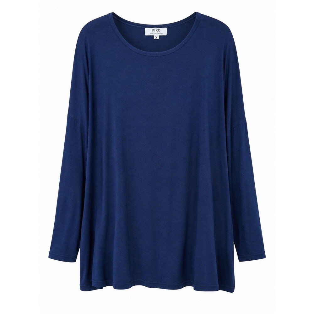 Piko Shirt Women's Small Blue Bamboo Blend Long Sleeve Tunic Top Loose Fit NWOT